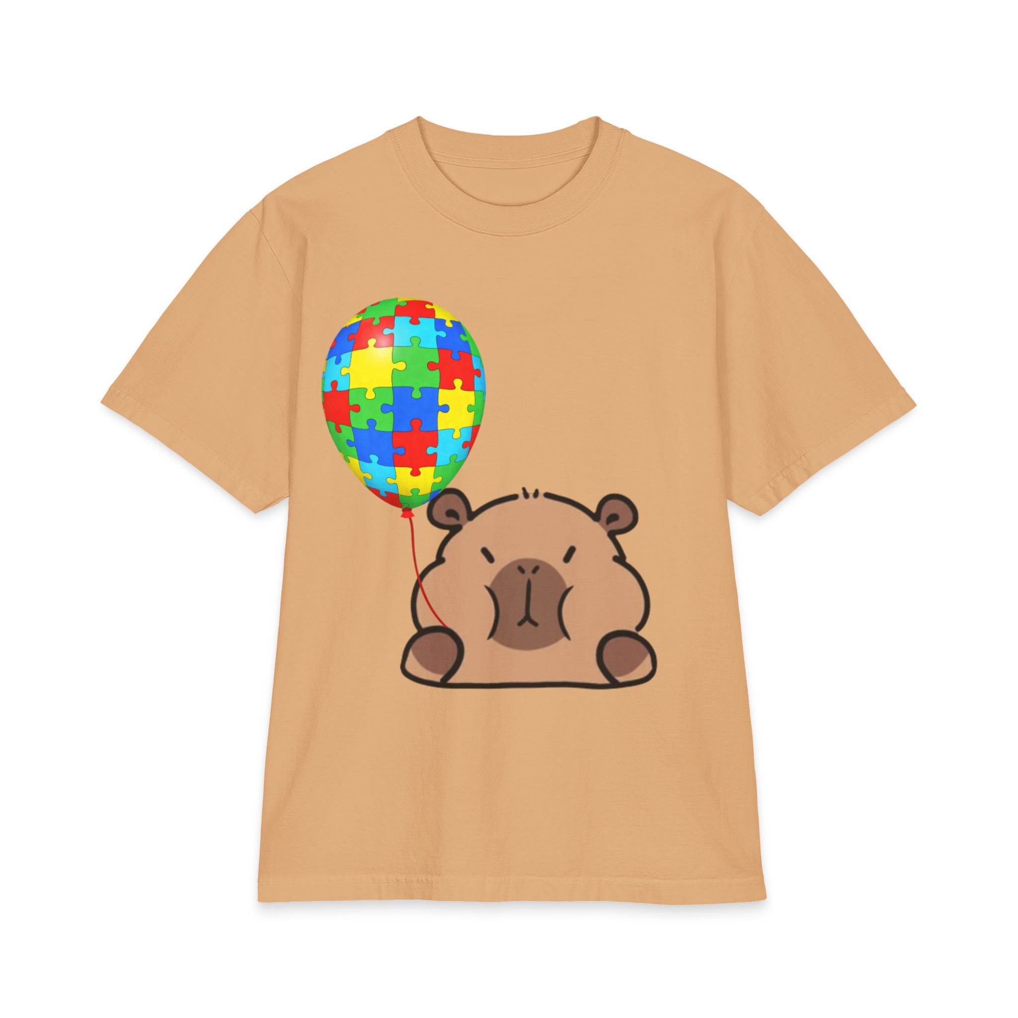 Bear with Puzzle Balloon Adult T-Shirt | Autism Awareness, Cute Cartoon Tee