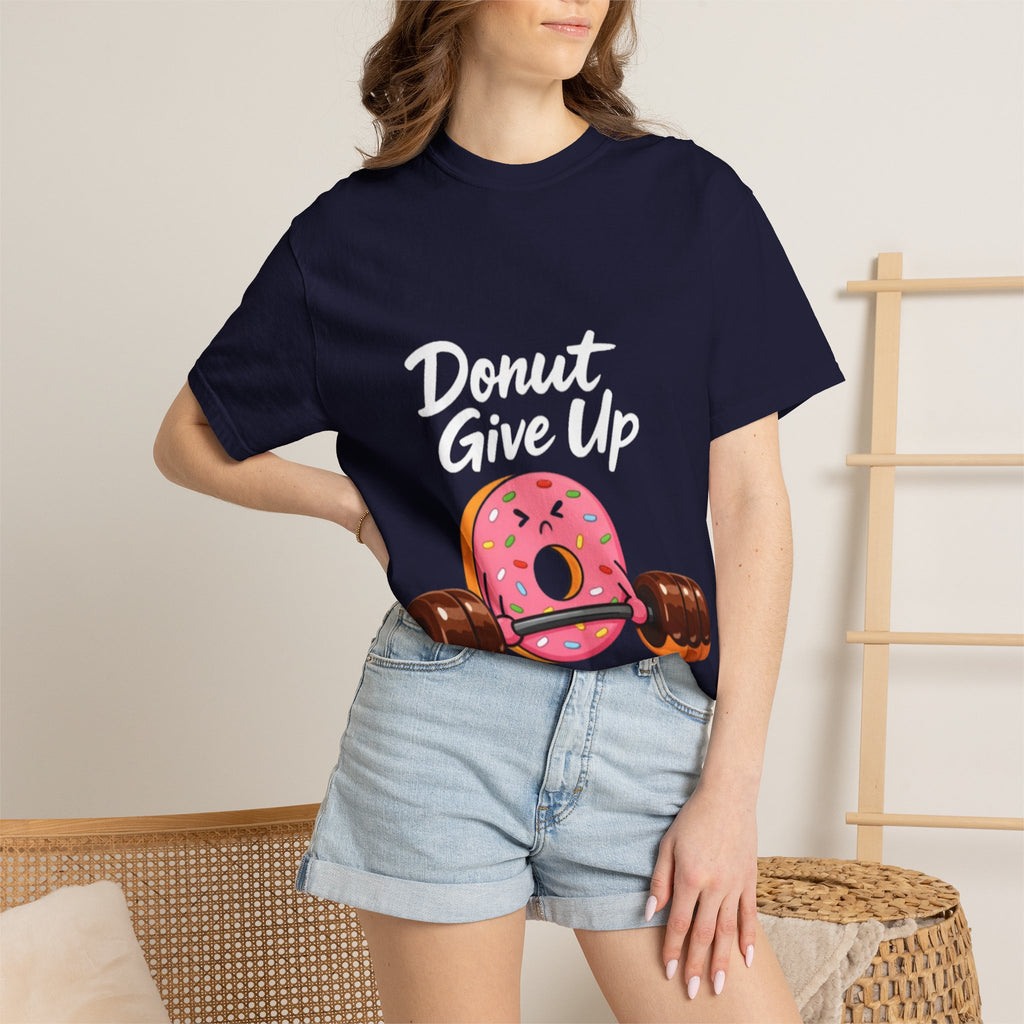 Donut Give Up Adult T-Shirt — Funny Fitness Donut Graphic Tee