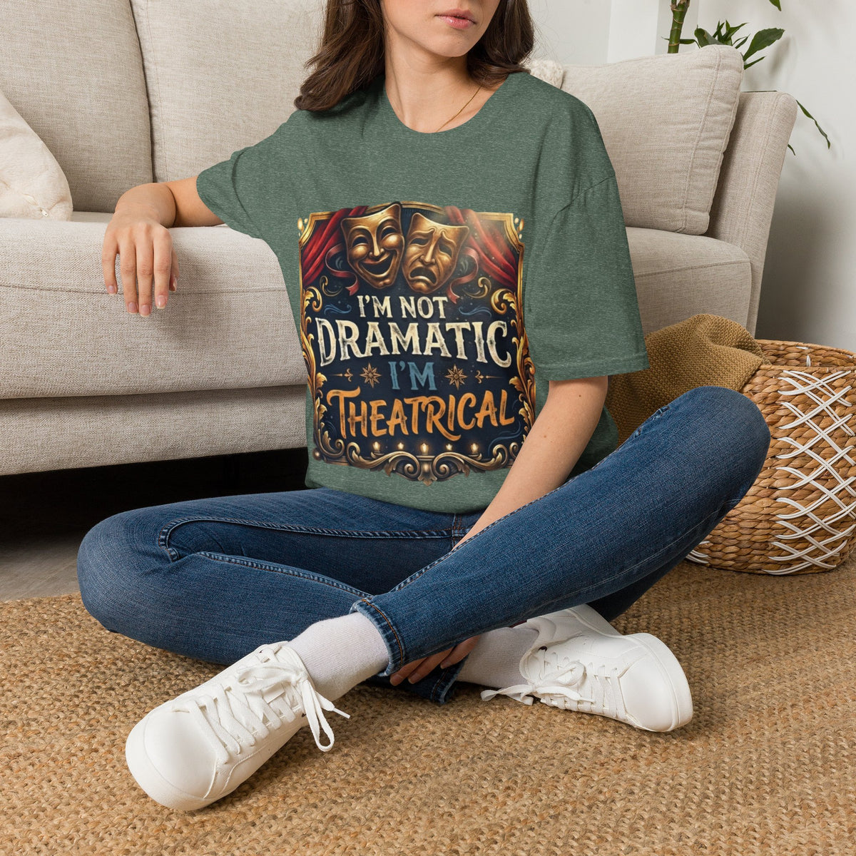 Theatrical Drama Mask Adult T‑Shirt — "I'm Not Dramatic I'm Theatrical" Graphic Tee