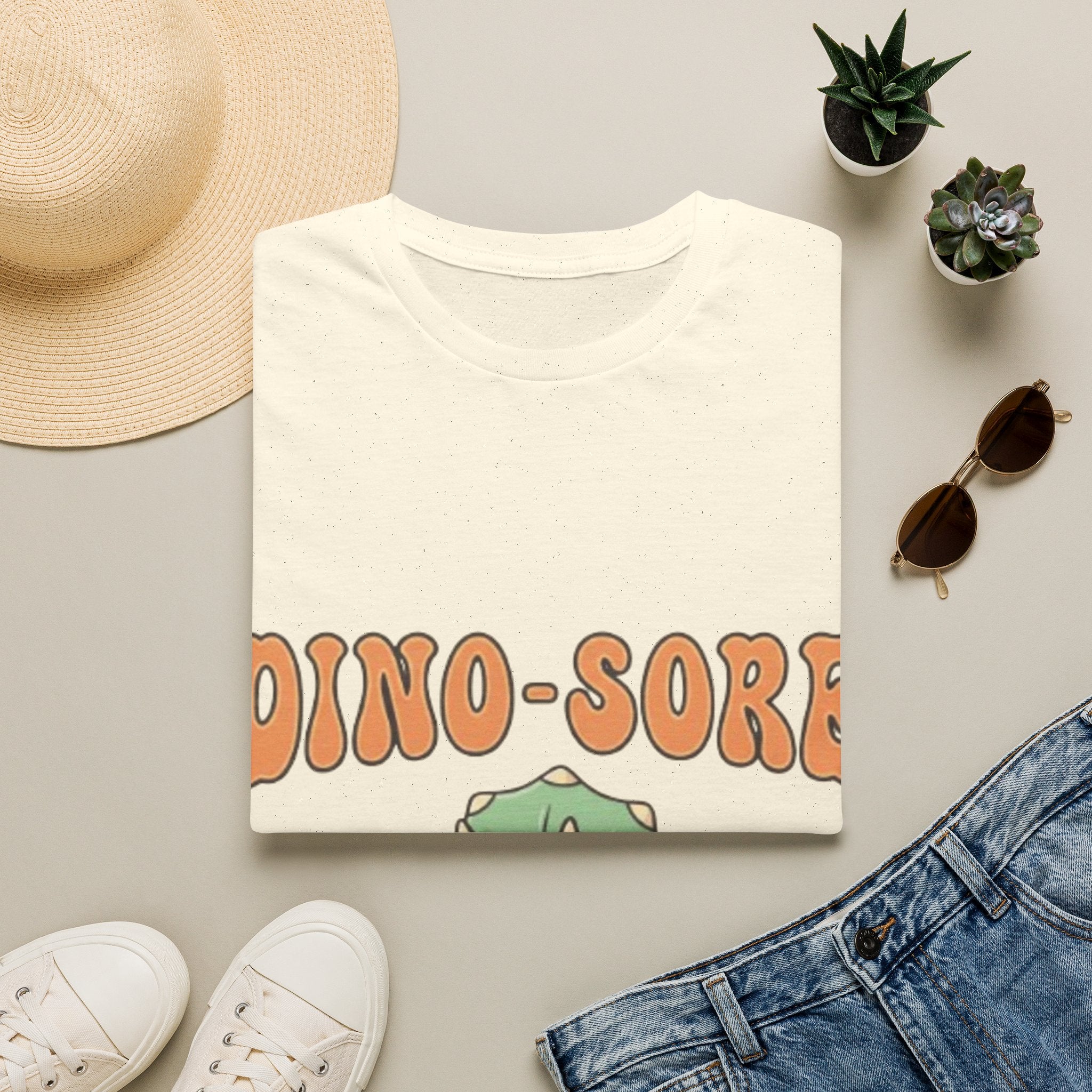Dino-Sore Adult T-Shirt — Cute Workout Dinosaur Fitness Tee