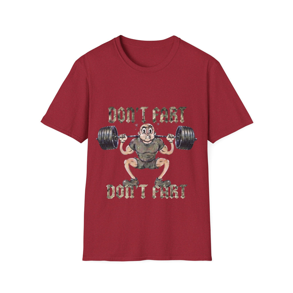 Don't Fart Weightlifting  Adult T‑Shirt — Funny Gym Workout Tee