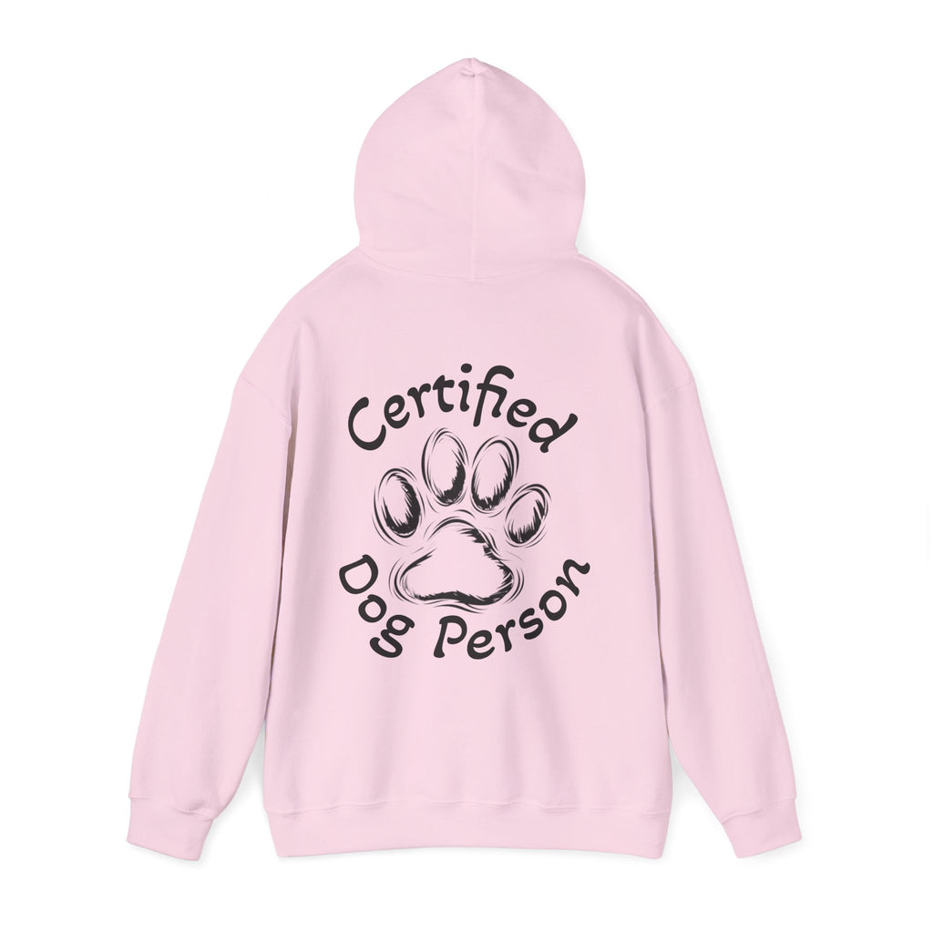 Certified Dog Person Adult Hoodie - Paw Print Graphic Dog Lover Sweatshirt