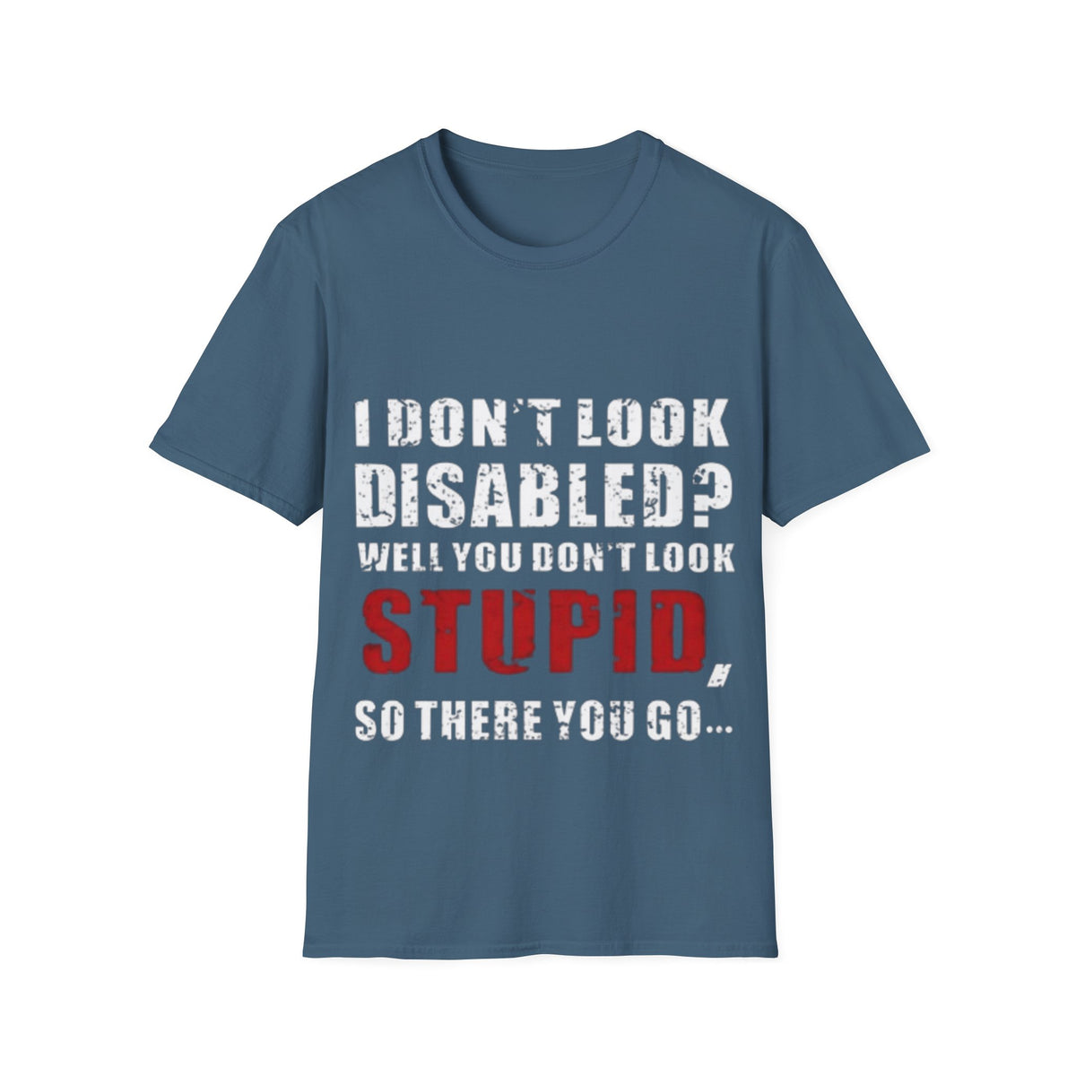 Adult T-Shirt — "Don't Look Disabled? Well You Don't Look Stupid So There You Go" Empowerment Tee