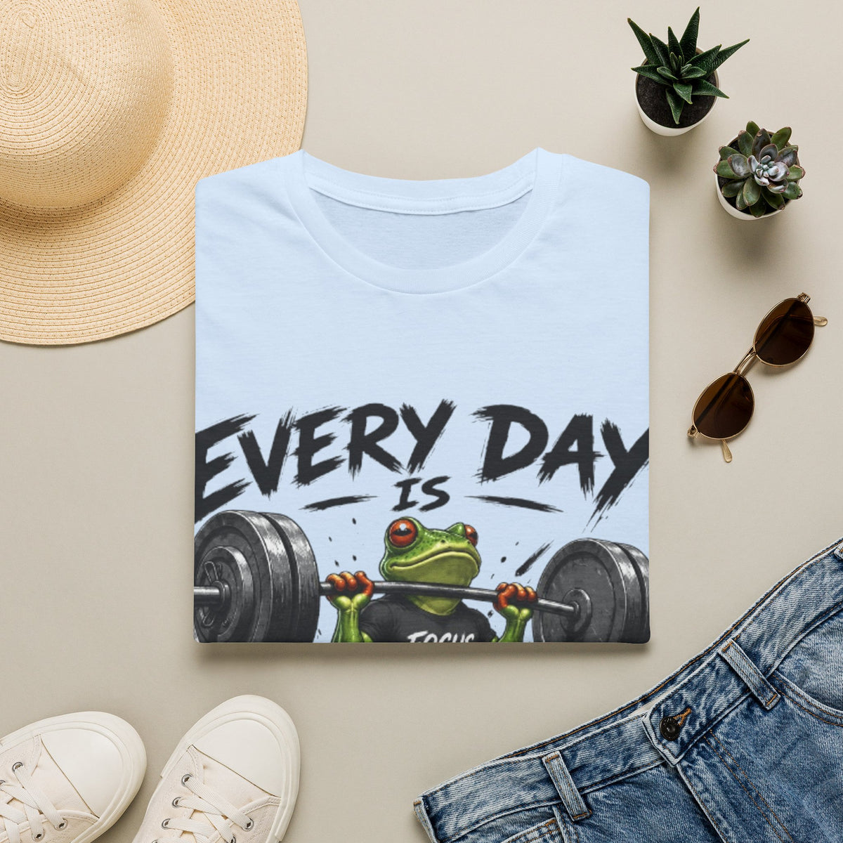 Weightlifting Frog Adult T‑Shirt — "Every Day Is Leg Day" Graphic Tee