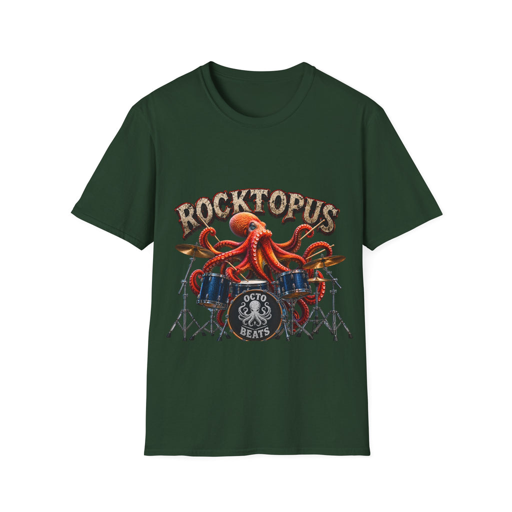 Rocktopus Drummer Adult T-Shirt — Octopus Band Vintage Rock Tee