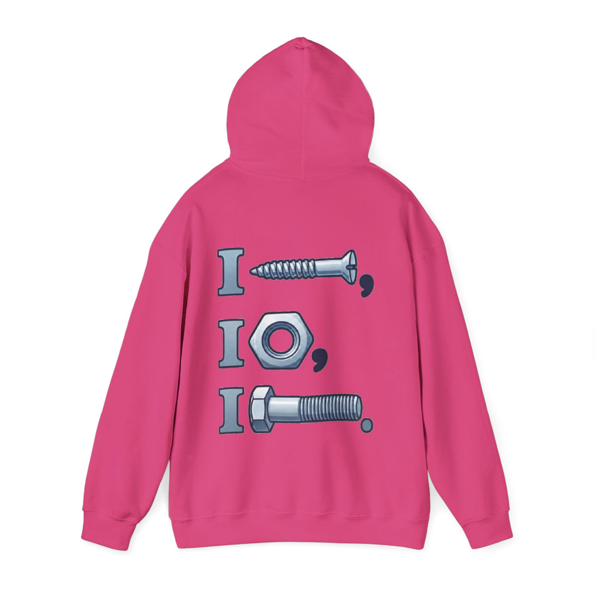 Screw, Nut, Bolt Adult Hoodie — Mechanical Pun Graphic Hooded Sweatshirt
