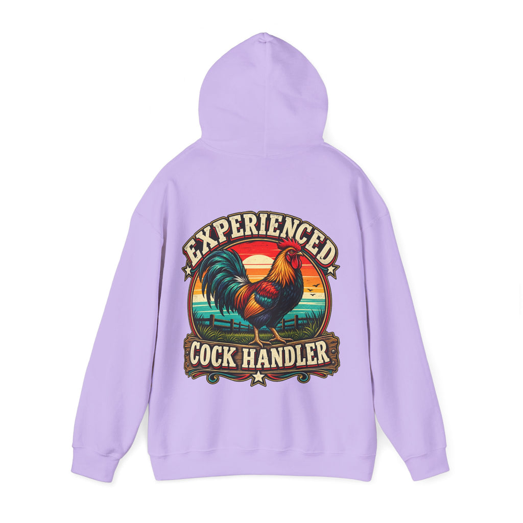 Adult Hoodie — "Experienced Cock Handler" Vintage Rooster Farm Humor Pullover