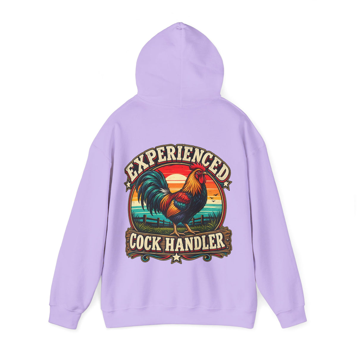 Adult Hoodie — "Experienced Cock Handler" Vintage Rooster Farm Humor Pullover