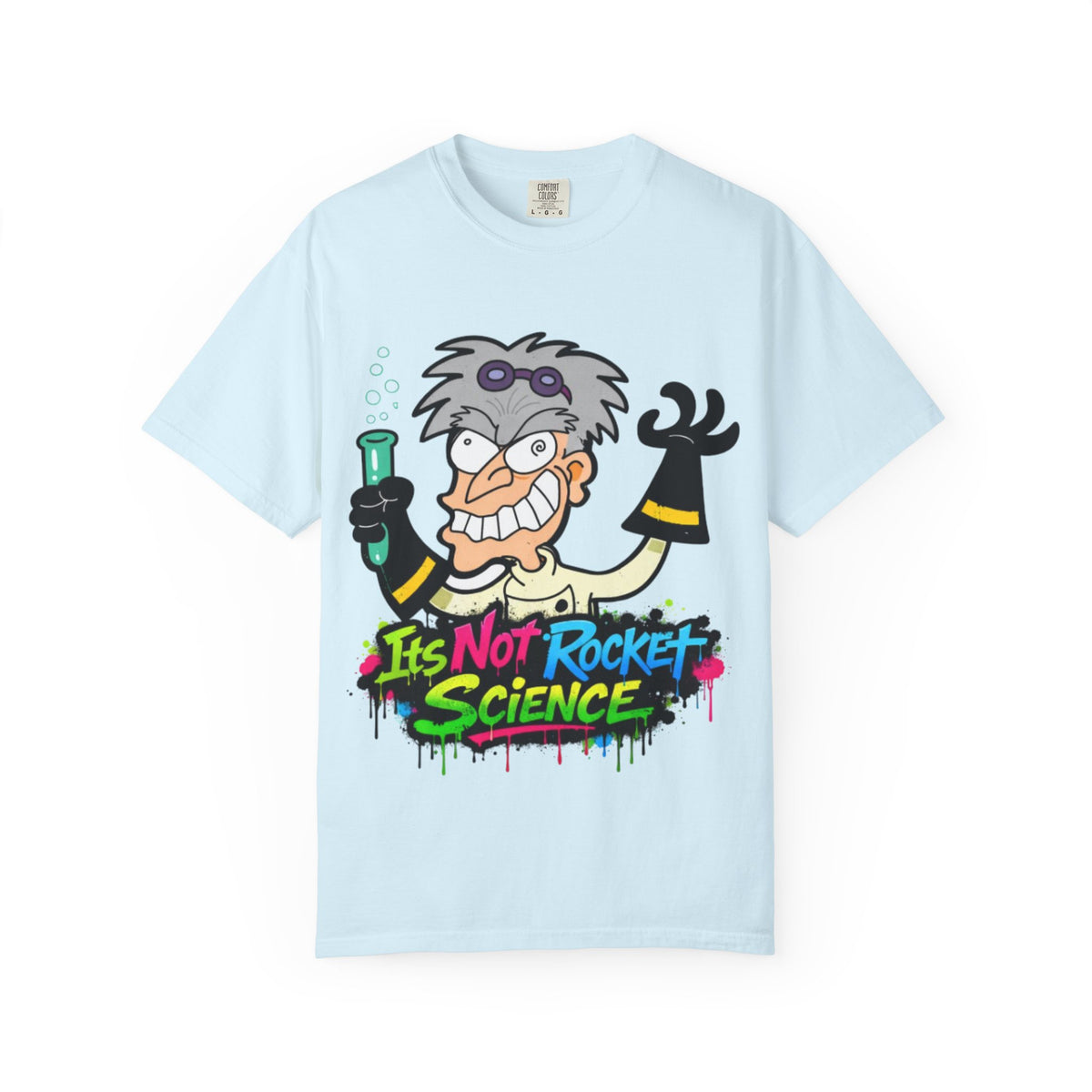 Science Cartoon  Adult T-Shirt — "It's Not Rocket Science" Lab Mad Scientist Tee