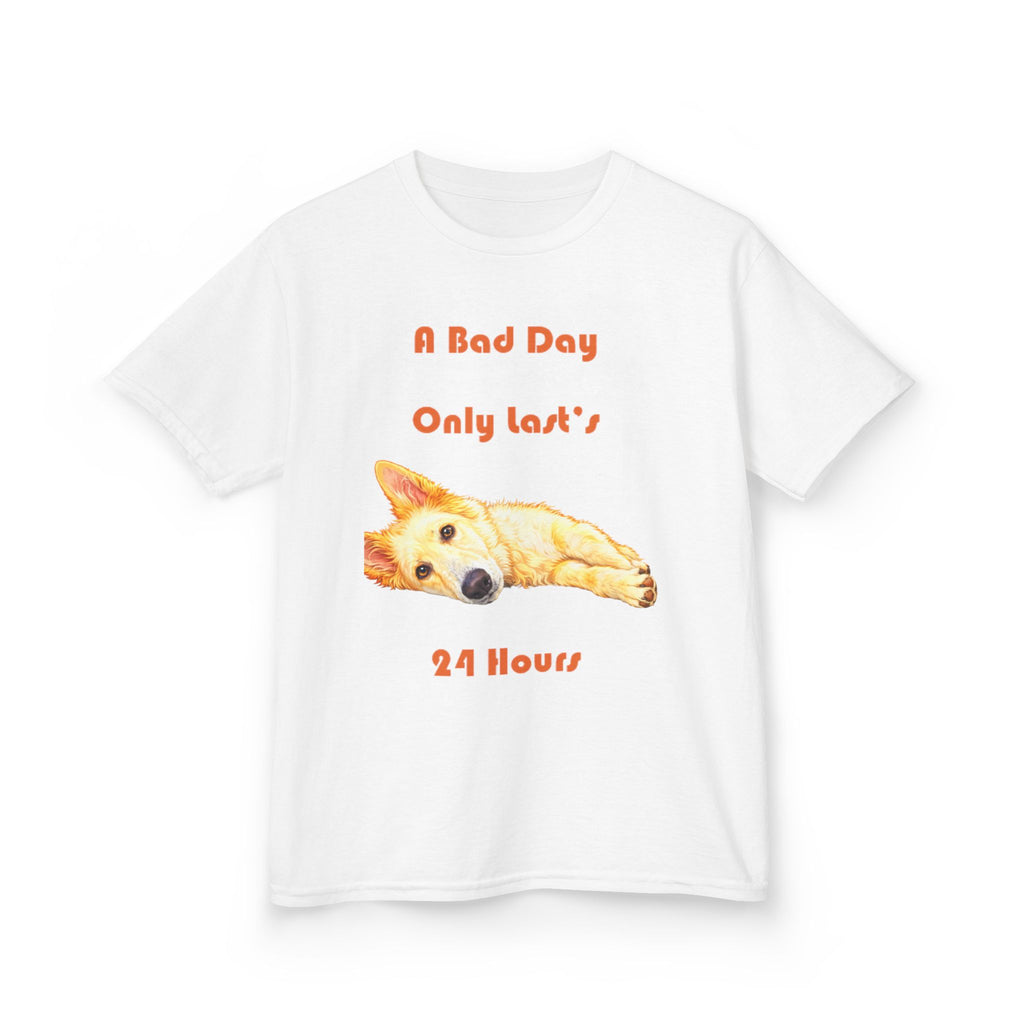 A Bad Day Only Lasts 24 Hours Kids Tee | Cute Corgi Illustration