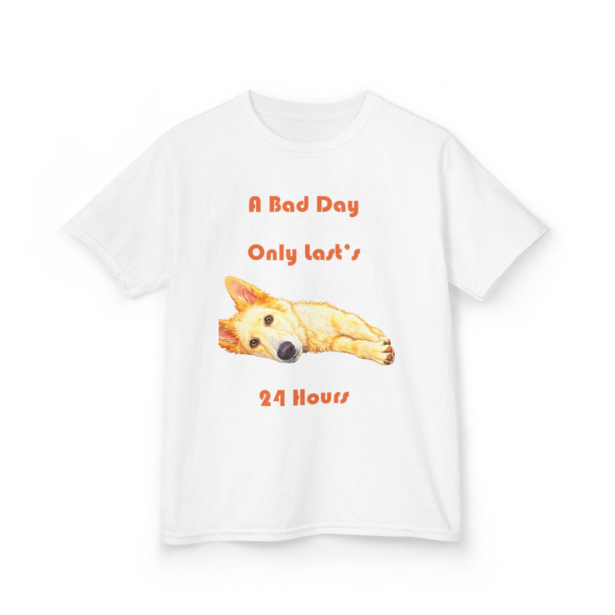 A Bad Day Only Lasts 24 Hours Kids Tee | Cute Corgi Illustration