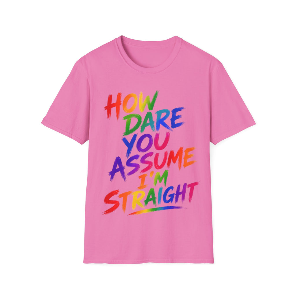How Dare You Assume I’m Straight Adult T-Shirt — Rainbow Pride Graphic Tee