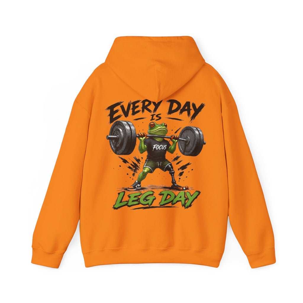 Adult Hoodie - "Every Day Is Leg Day" Frog Weightlifting Gym Hoodie