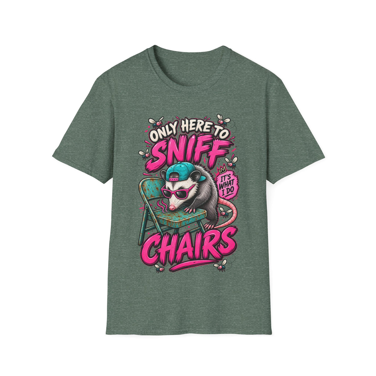 Adult T-Shirt — "Only Here to Sniff Chairs" Cute Ferret Graphic Tee