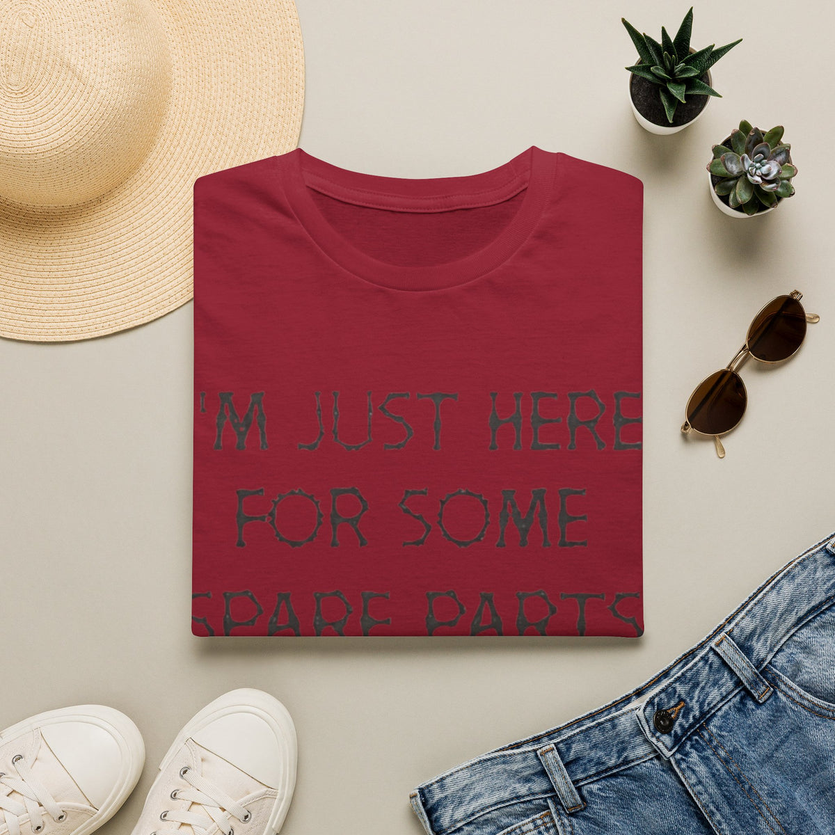 Halloween Pumpkin Jack-o'-Lantern Adult T-Shirt — "I'm Just Here For Some Spare Parts"
