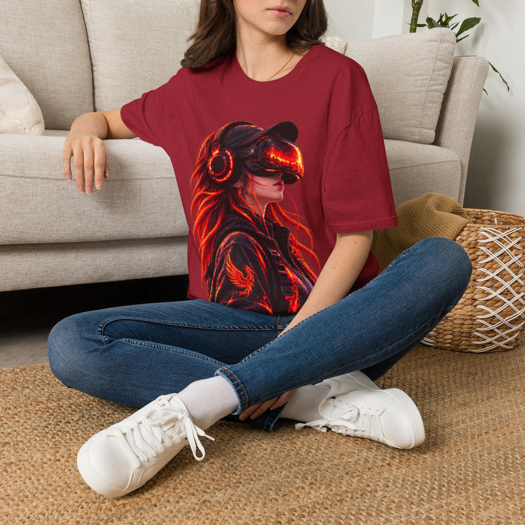 VR Girl Graphic Adult T-Shirt — Neon Cyberpunk Virtual Reality Tee