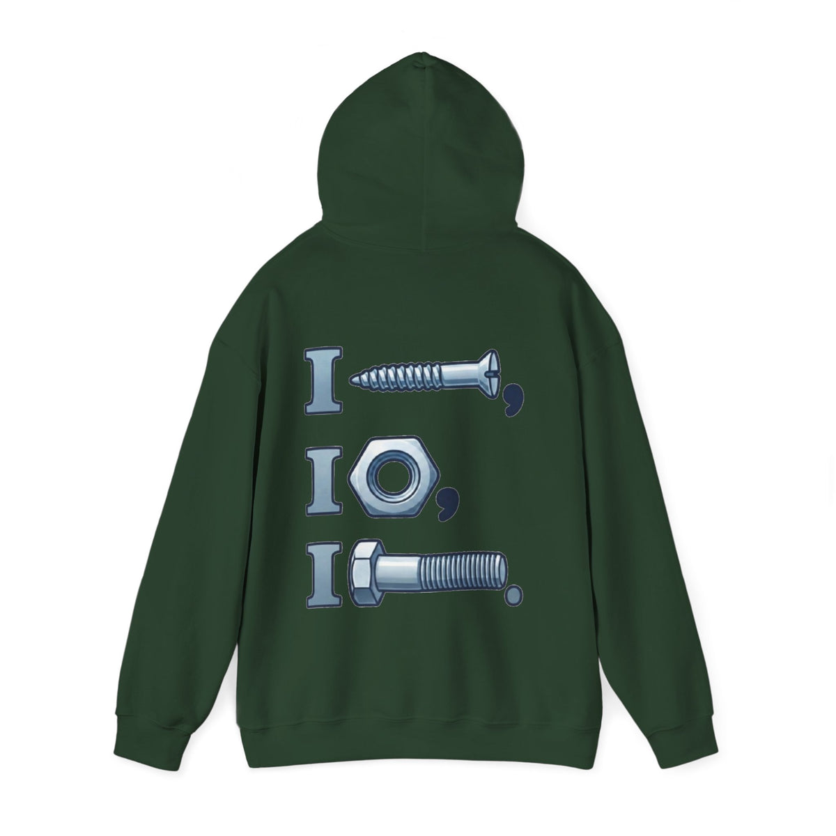 Screw, Nut, Bolt Adult Hoodie — Mechanical Pun Graphic Hooded Sweatshirt