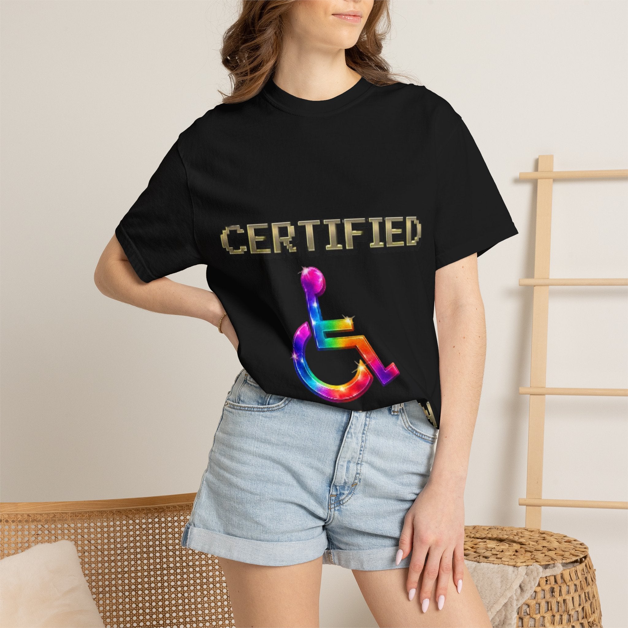 Certified Stunt Man T-Shirt — Rainbow Wheelchair Adult Tee
