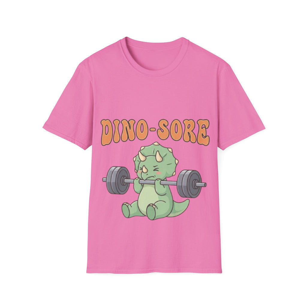 Dino-Sore Adult T-Shirt — Cute Workout Dinosaur Fitness Tee