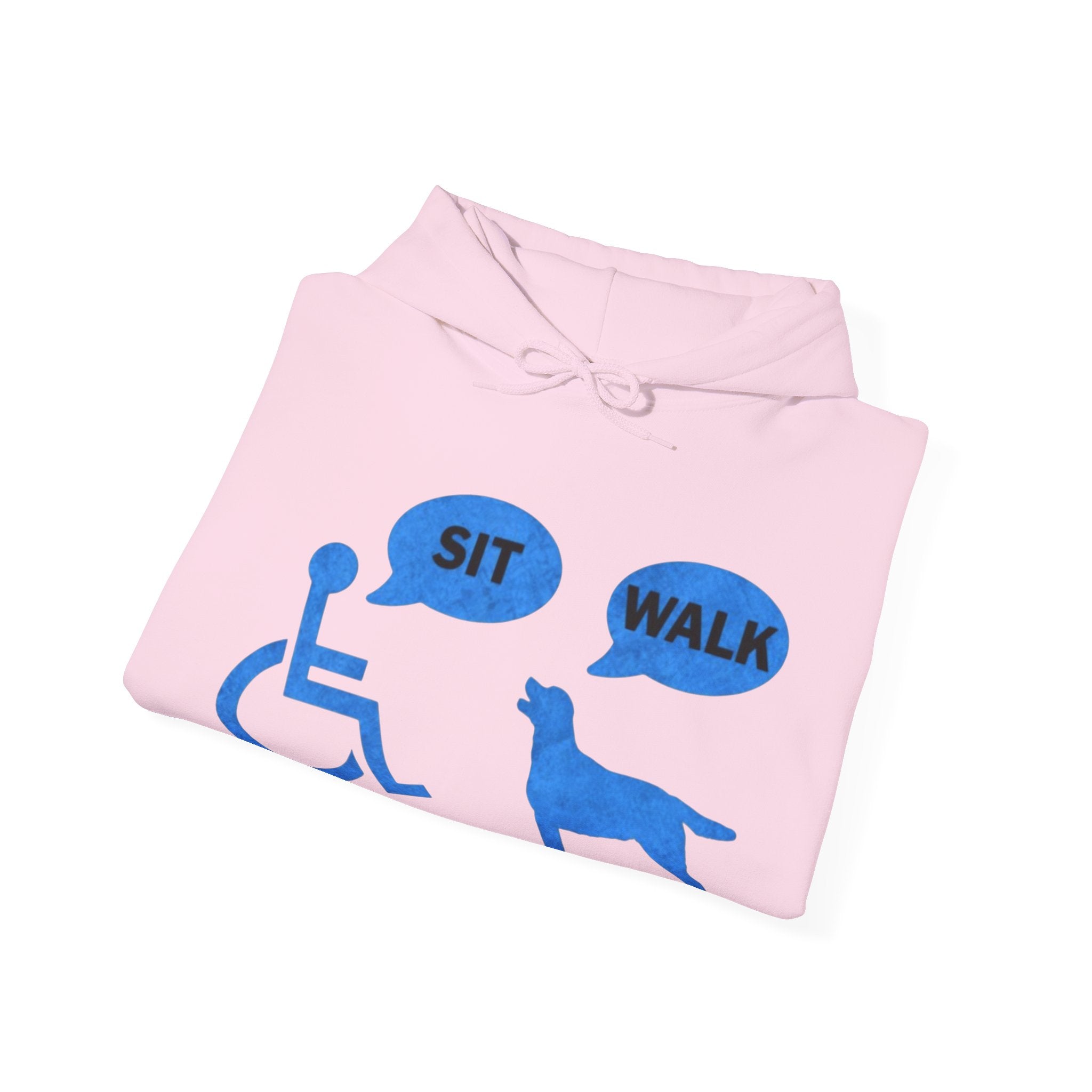 Hoodie - Wheelchair & Dog Speech Bubbles “SIT / WALK” Rescue Pet Support Sweatshirt