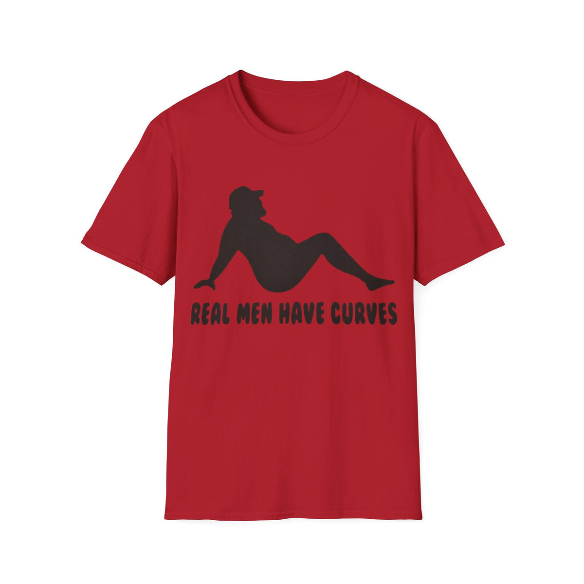 Curvy Silhouette Adult T-Shirt — "Real Men Have Curves" Graphic Tee