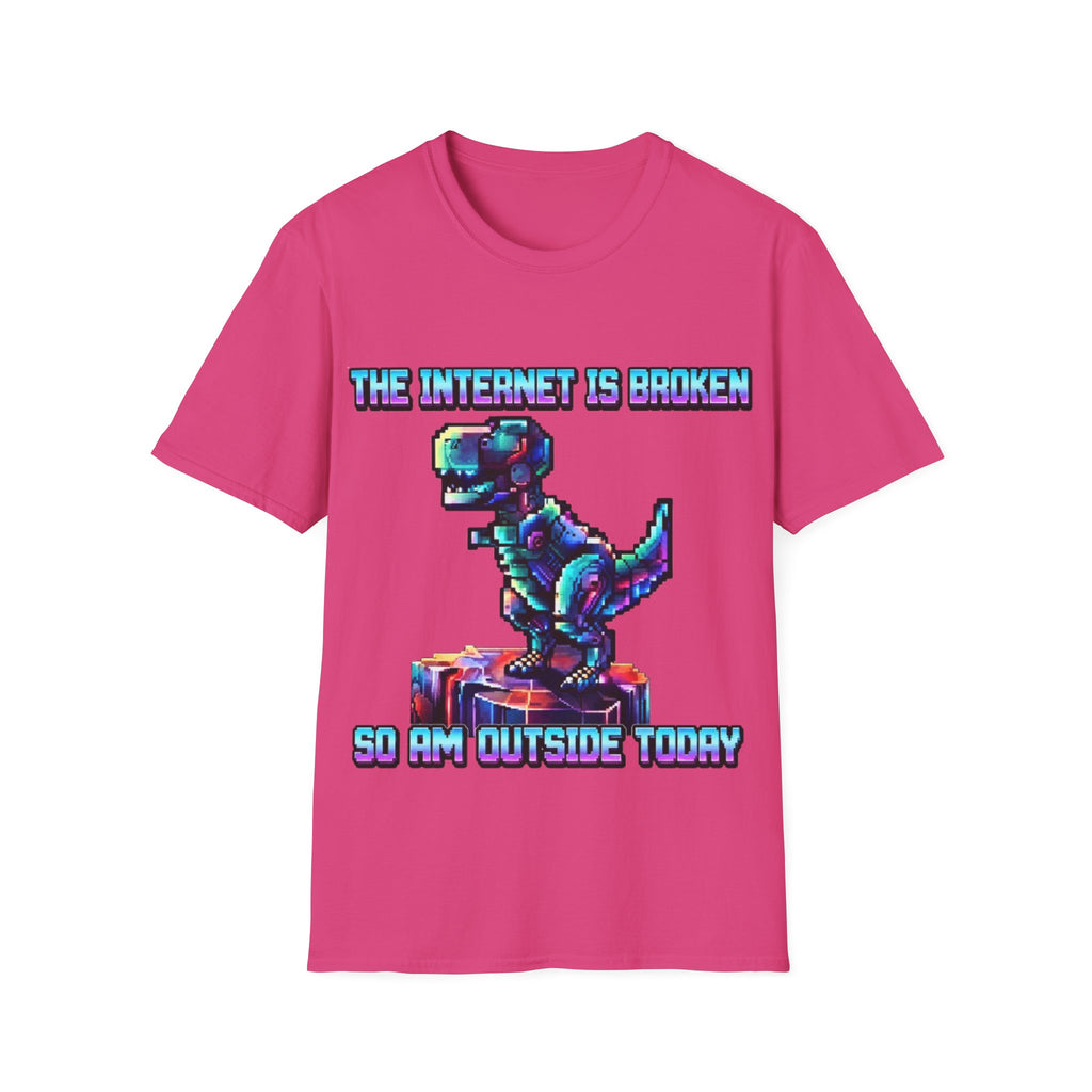 Internet Is Broke Adult  T-Shirt — Retro Pixel Dino "So Am I" Graphic Tee