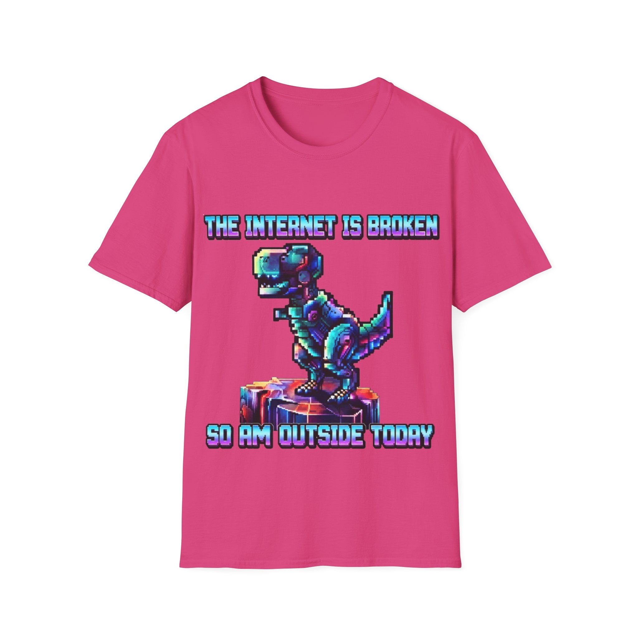 Internet Is Broke Adult  T-Shirt — Retro Pixel Dino "So Am I" Graphic Tee