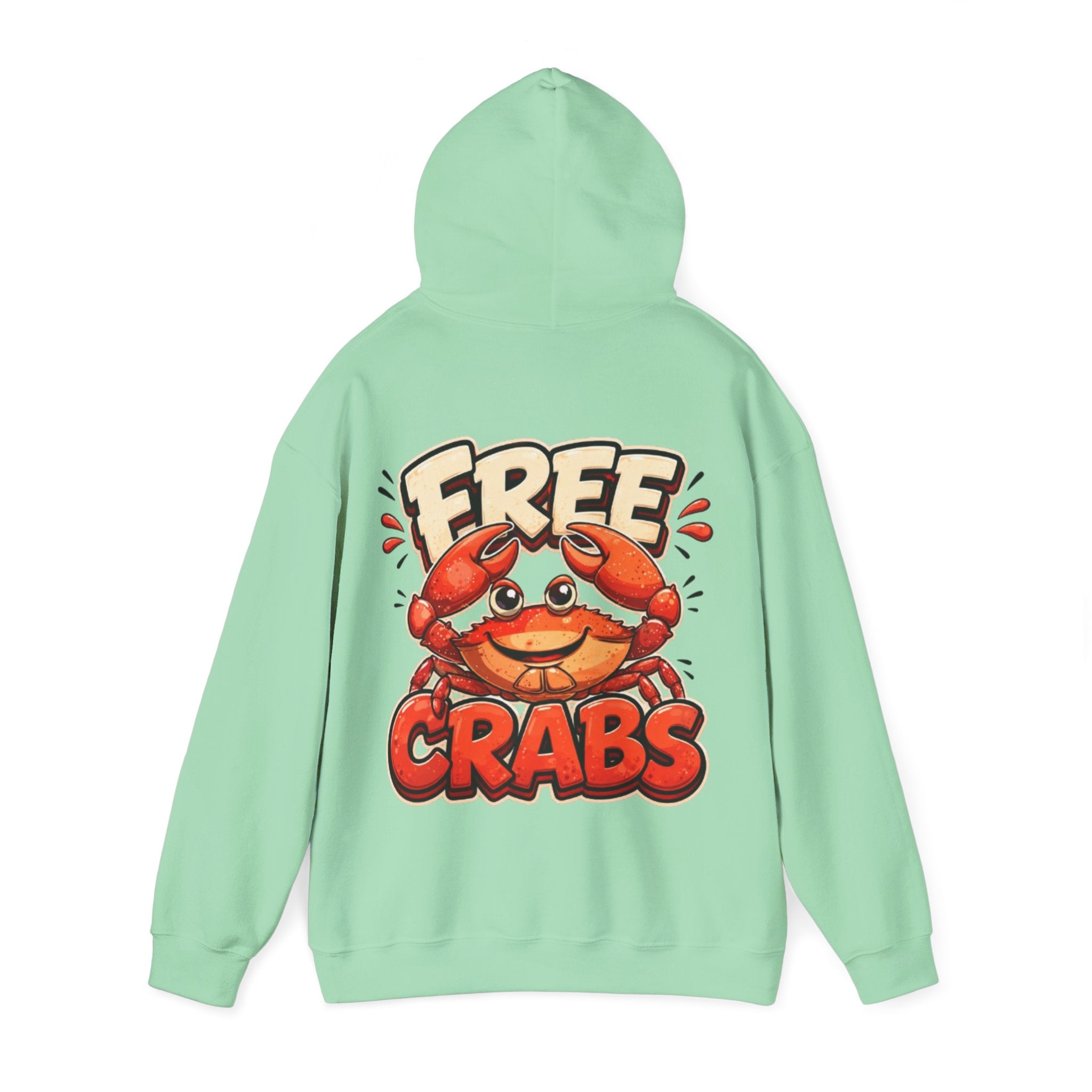 Adult Hoodie — Cute 'Free Crabs' Cartoon Crab Graphic Pullover