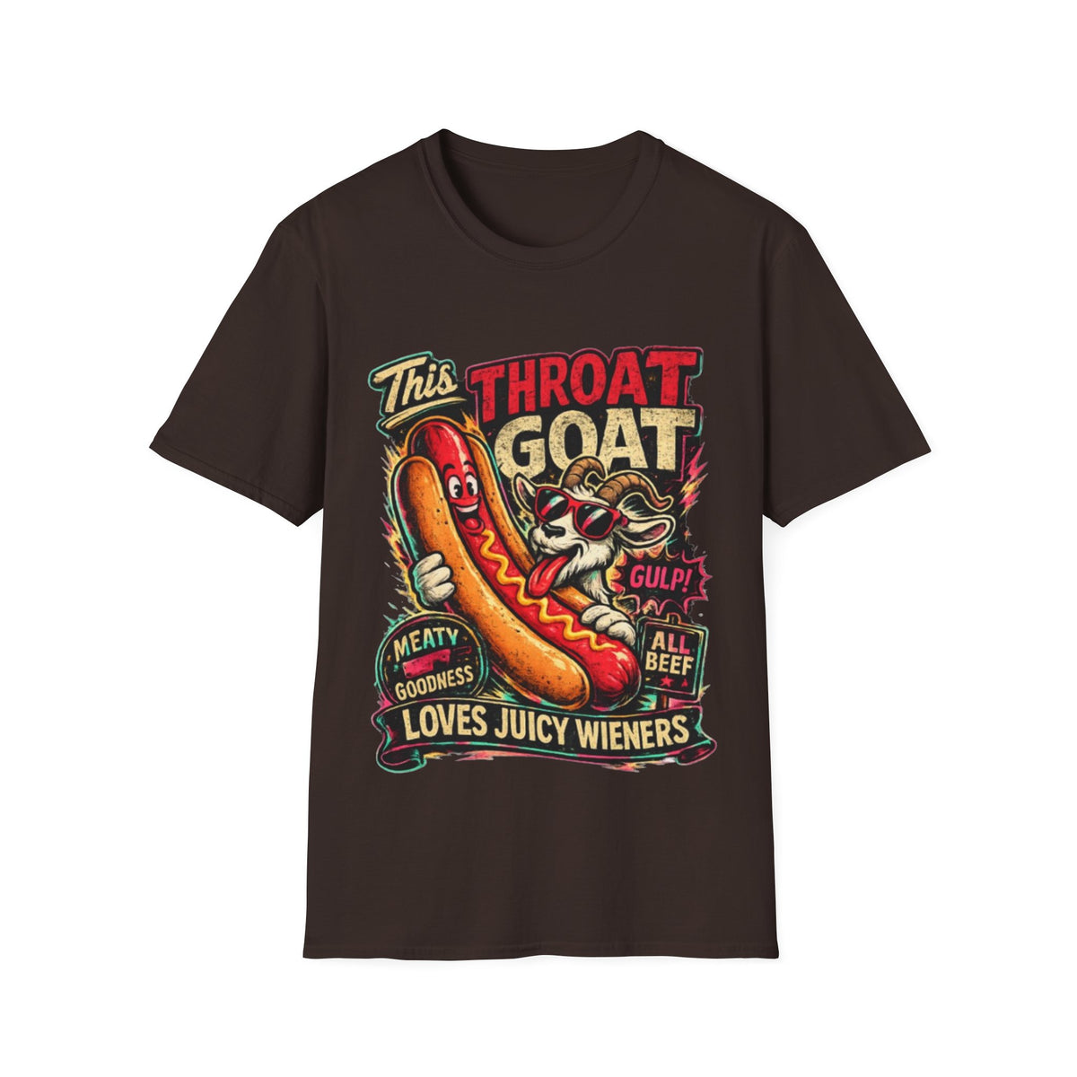 This Throat Goat Adult T-Shirt — Retro Hot Dog Graphic Tee