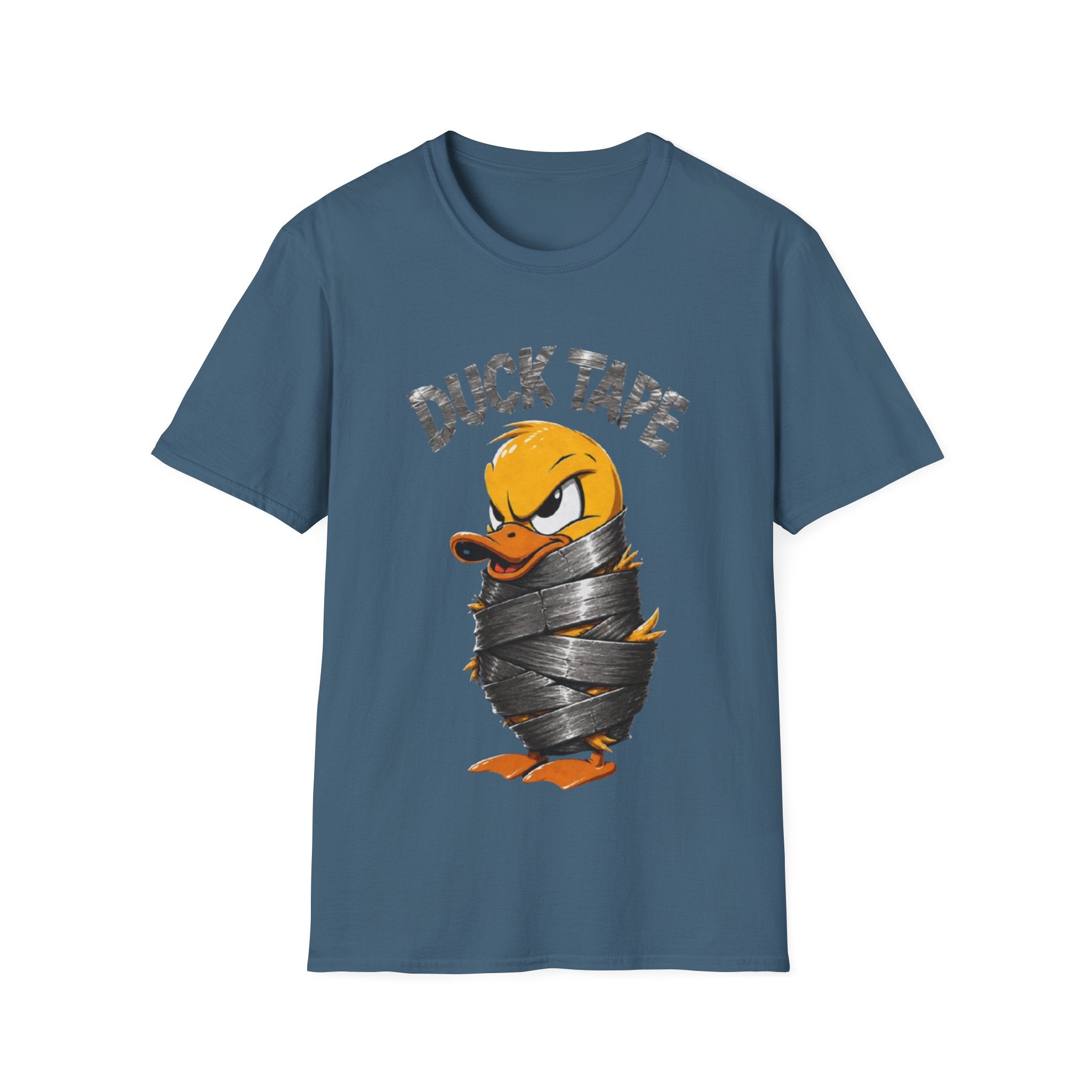 Duck Tape Adult T-Shirt — Funny Angry Duck Wrapped in Duct Tape Graphic Tee