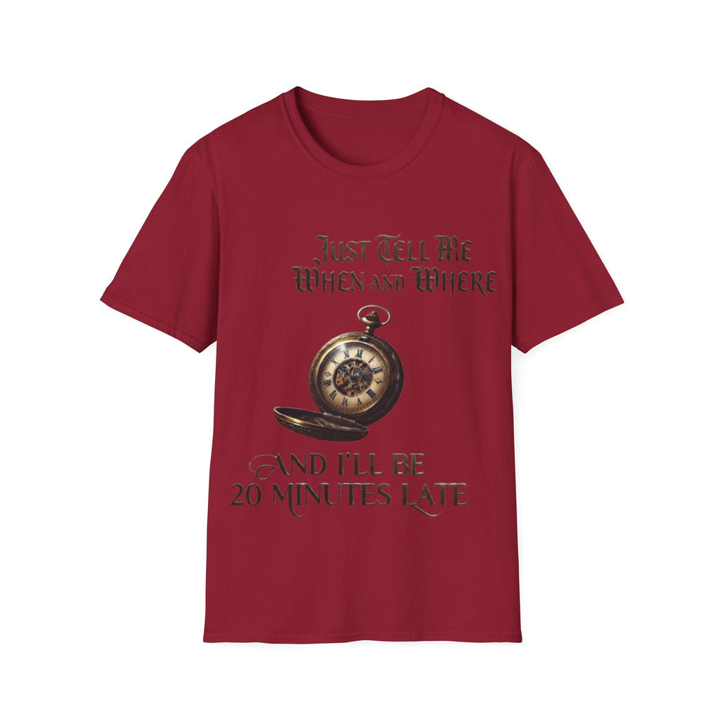 Pocket Watch Adult T-Shirt — "Just Tell Me When and Where" Vintage Timepiece Tee