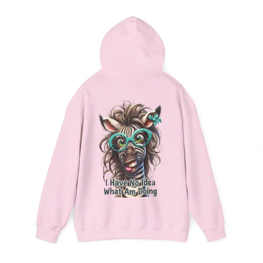 Funny Zebra Adult Hoodie — 'I Have No Idea What I Am Doing' Graphic Pullover