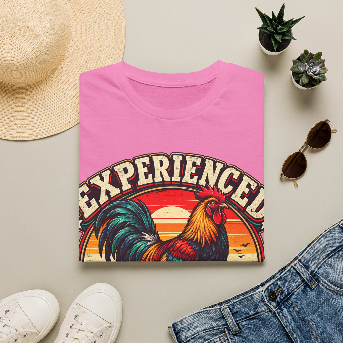 Experienced Cock Handler Adult T-Shirt — Retro Rooster Graphic Tee