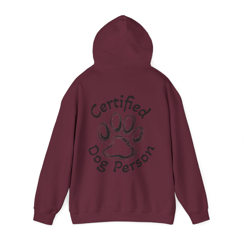 Certified Dog Person Adult Hoodie - Paw Print Graphic Dog Lover Sweatshirt