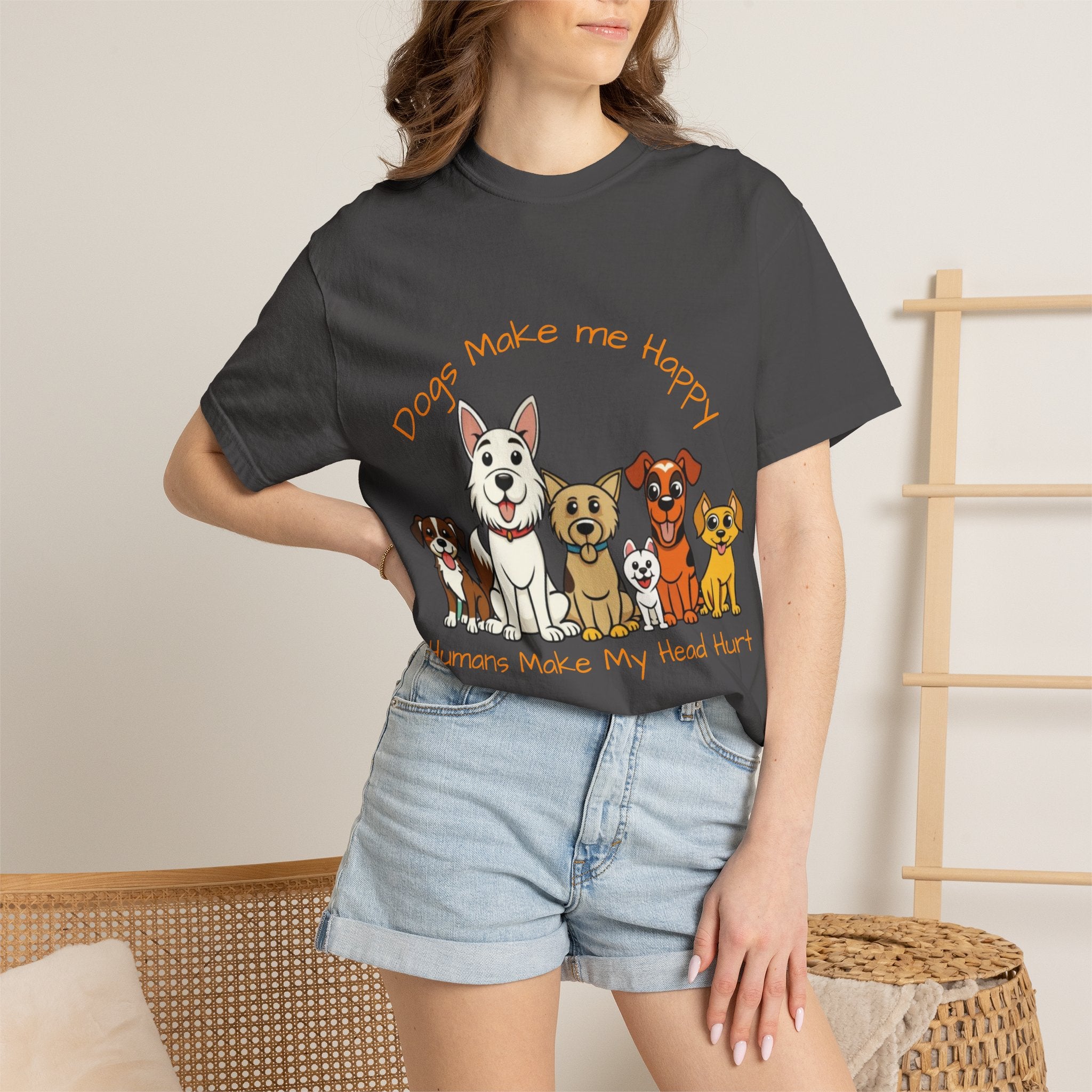Dog Lover Tee — "Dogs Make Me Happy, Humans Make My Head Hurt" Graphic Adult T-Shirt