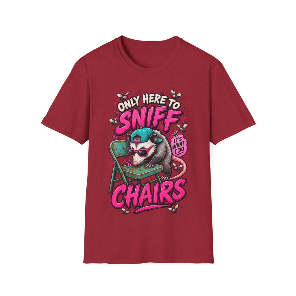 Adult T-Shirt — "Only Here to Sniff Chairs" Cute Ferret Graphic Tee