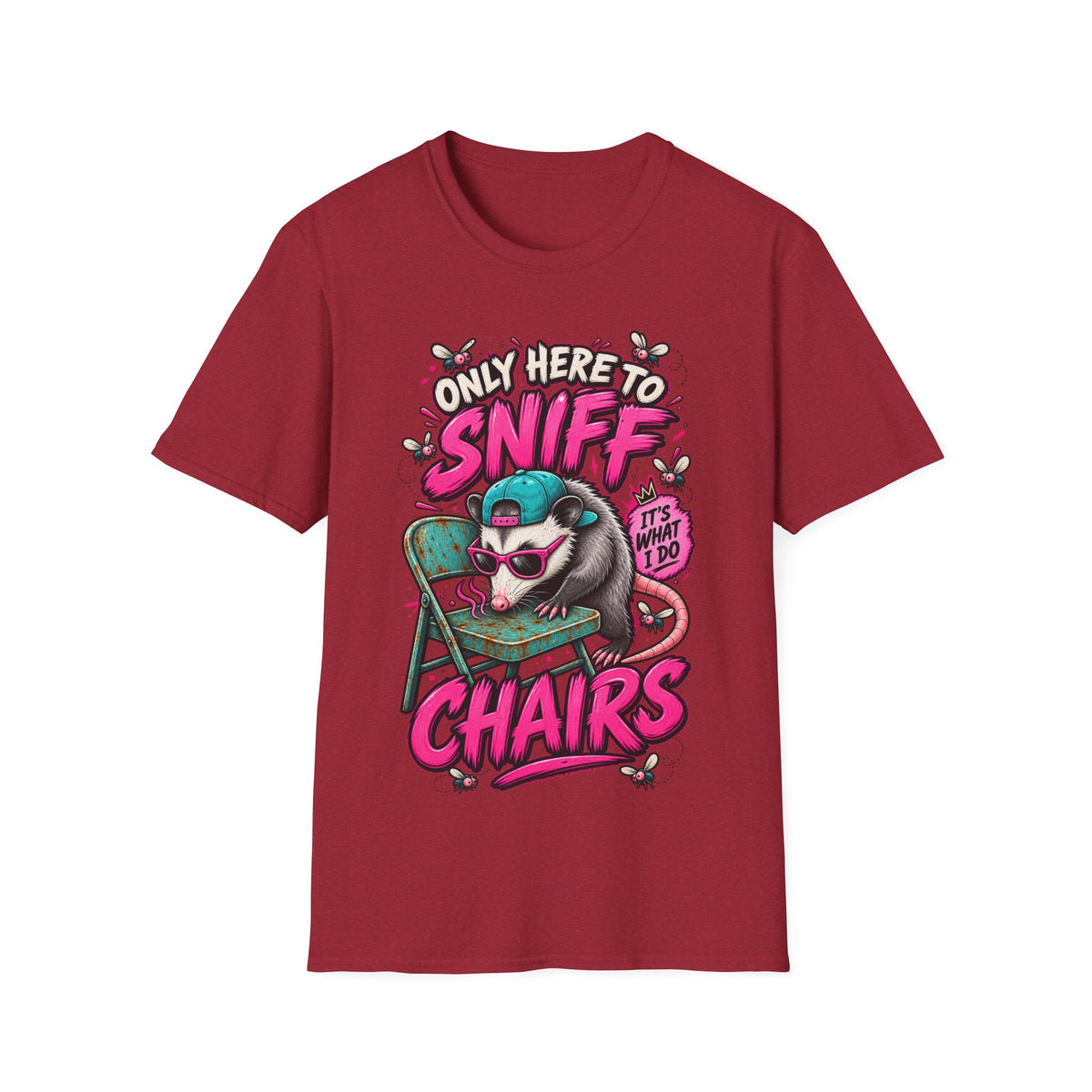 Adult T-Shirt — "Only Here to Sniff Chairs" Cute Ferret Graphic Tee