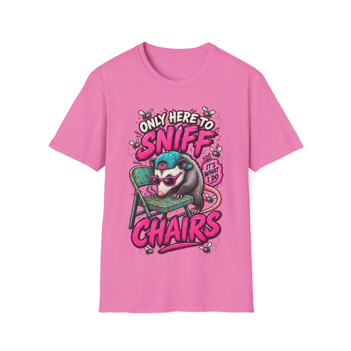 Adult T-Shirt — "Only Here to Sniff Chairs" Cute Ferret Graphic Tee