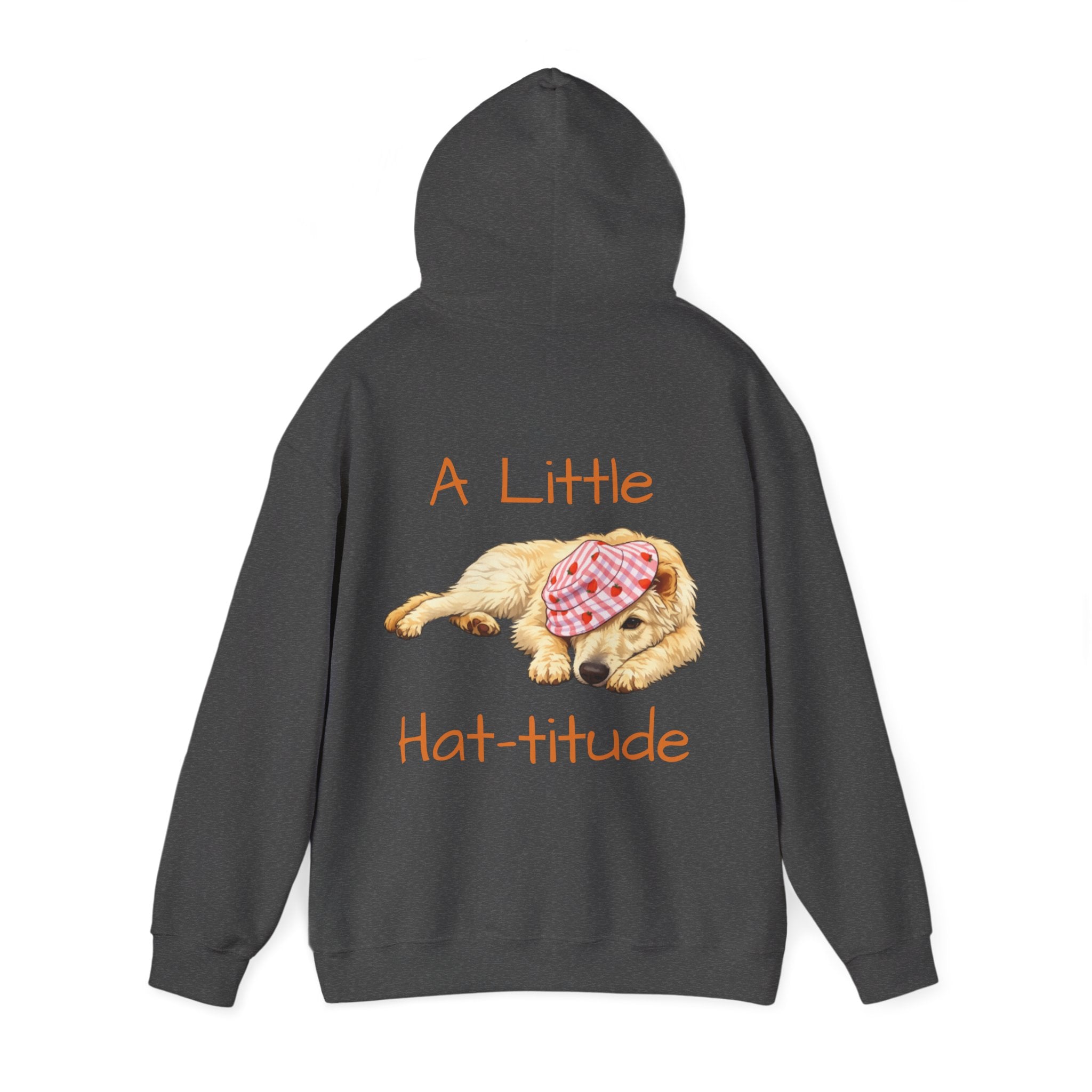 A Little Hat-Titude Puppy Illustration Adult Hoodie | Cute Dog Paw Chest Print