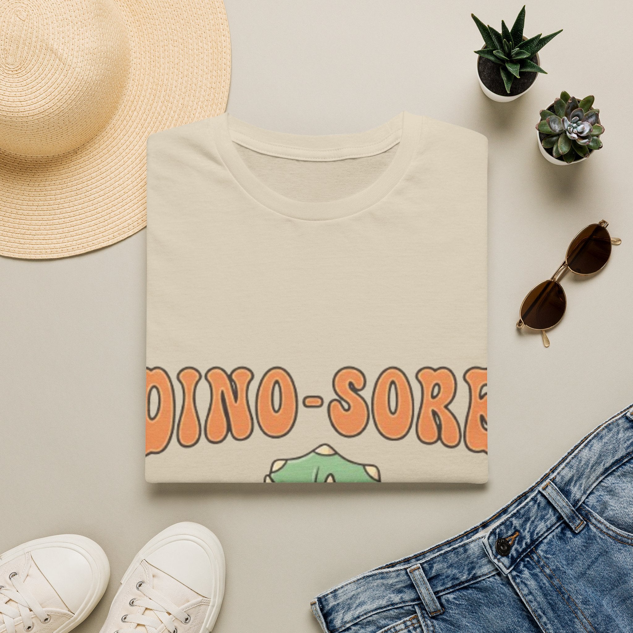 Dino-Sore Adult T-Shirt — Cute Workout Dinosaur Fitness Tee