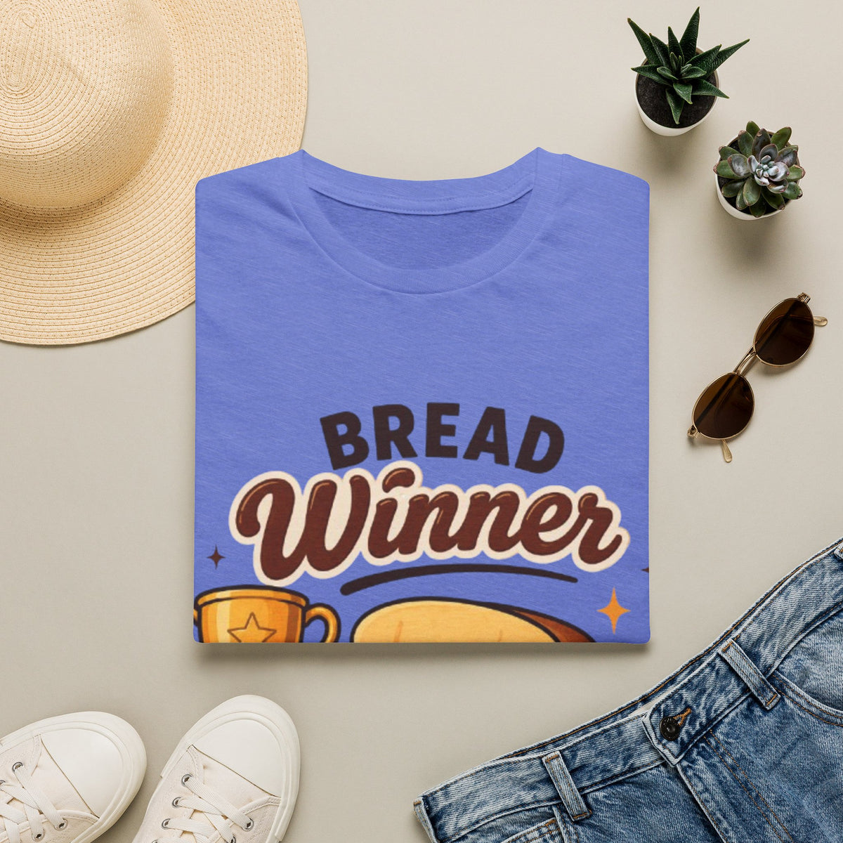 Bread Winner Adult T‑Shirt — Funny Toast Cartoon Tee for Bakers & Breakfast Lovers