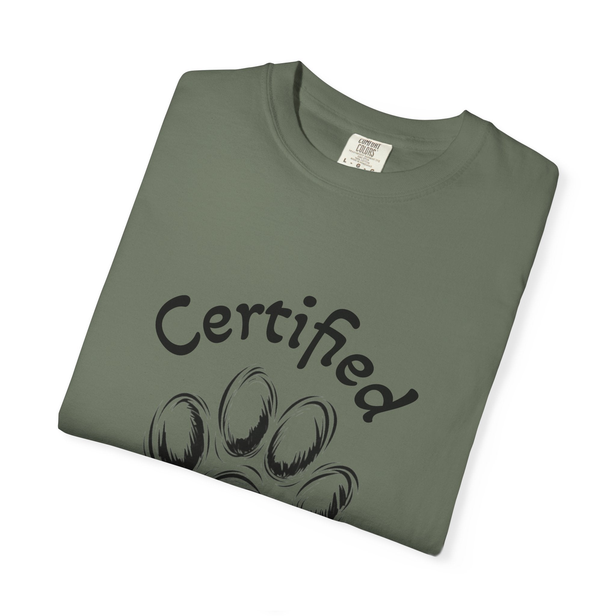 Certified Dog Person Adult T-Shirt — Paw Print Graphic Tee for Dog Lovers