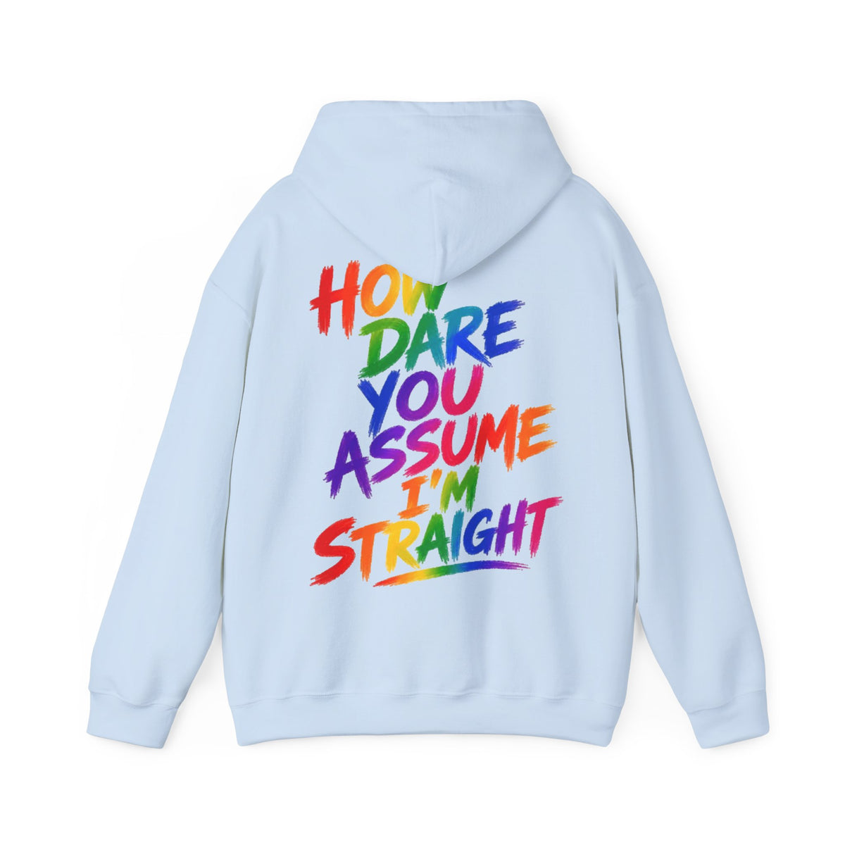 How Dare You Assume I'm Straight Adult Hoodie — Rainbow Pride Statement Sweatshirt