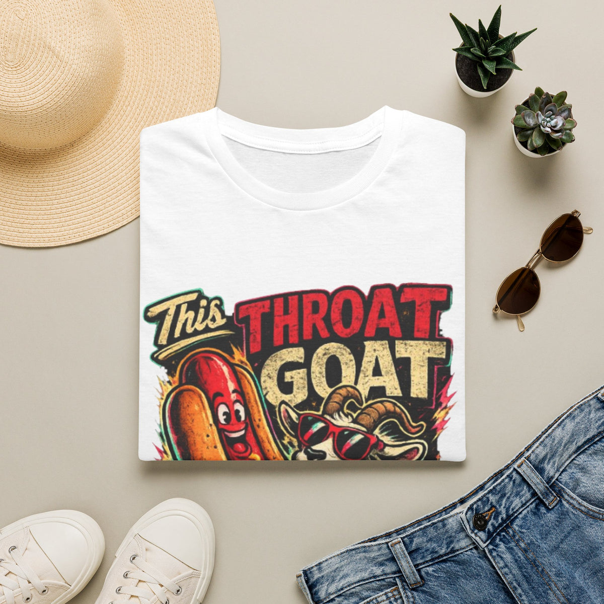 This Throat Goat Adult T-Shirt — Retro Hot Dog Graphic Tee