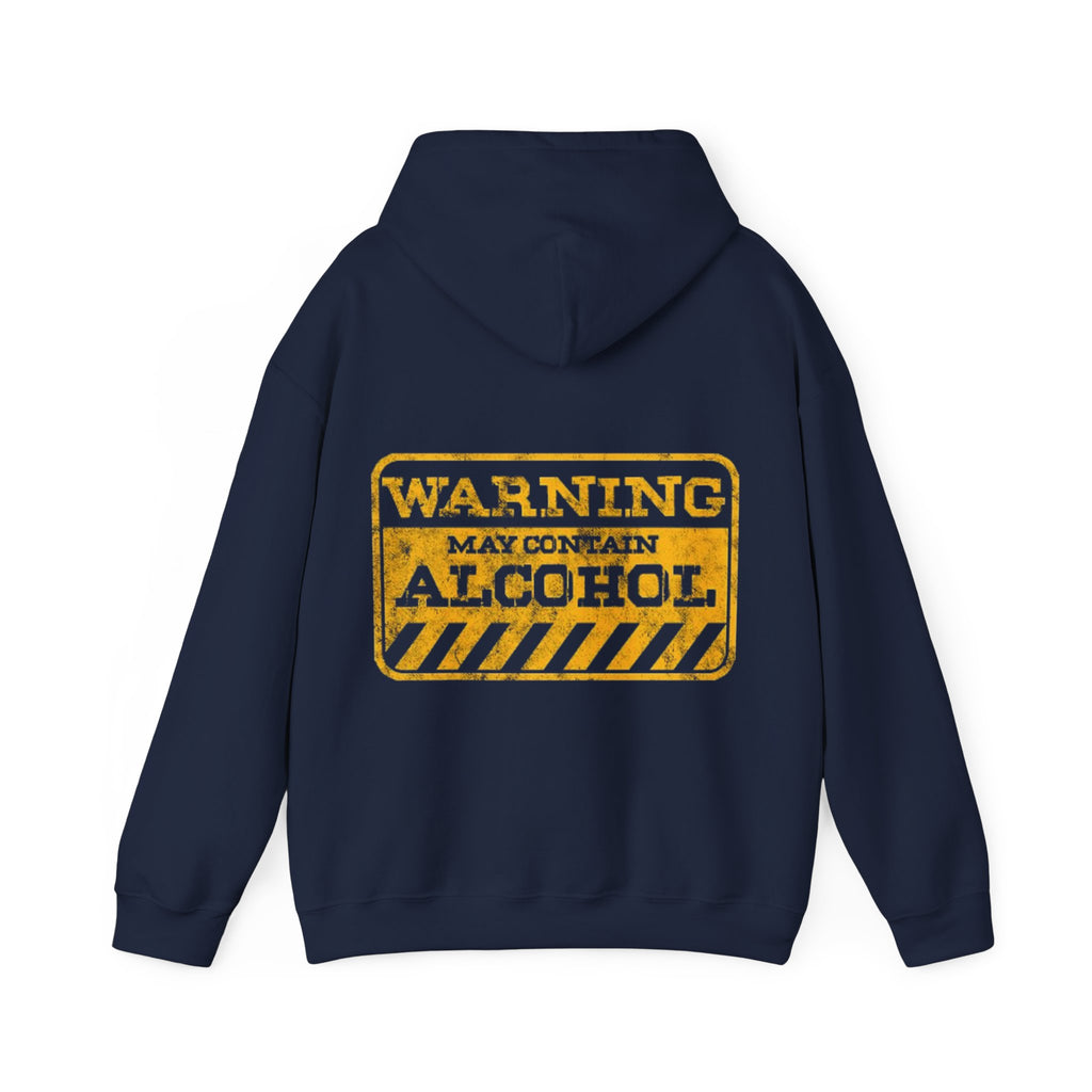 Warning May Contain Alcohol Adult Hoodie — Funny Bar & Party Drinking Sweatshirt