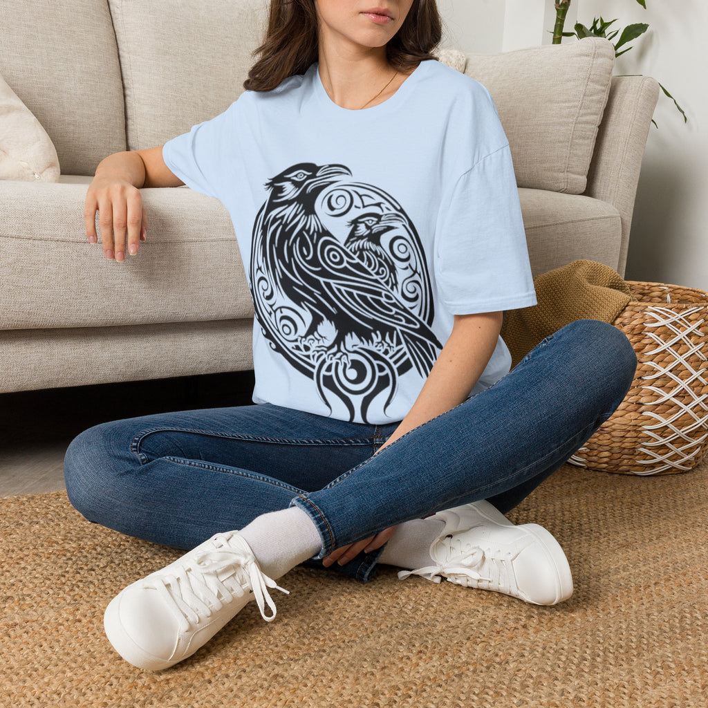 Odens Raven's Tribal Art Adult T-Shirt — Huginn and Muninn