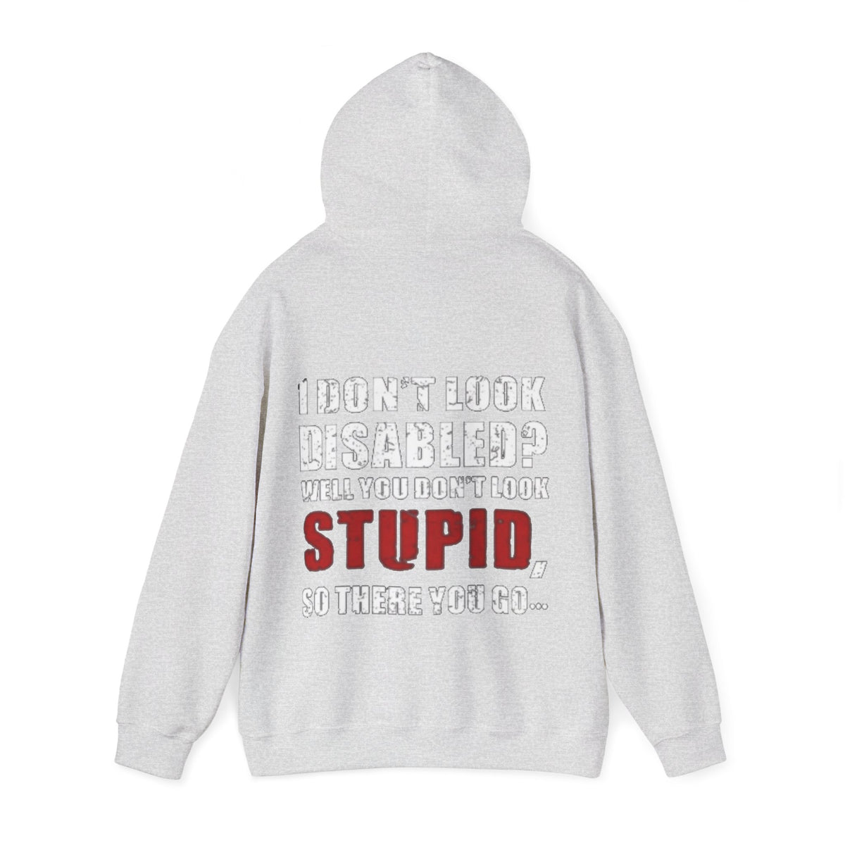 Adult Hoodie — “I Don’t Look Disabled? When You Don’t Look STUPID” Graphic Back Print