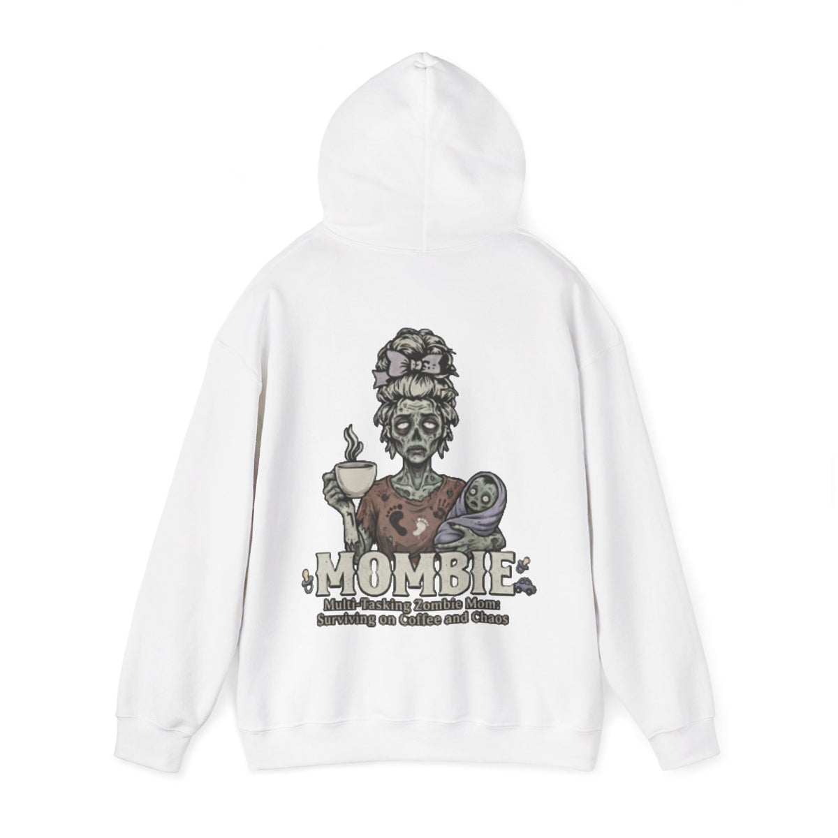 Mombie Adult Hoodie — “Mombie” Funny Coffee & Chaos Mom Sweatshirt