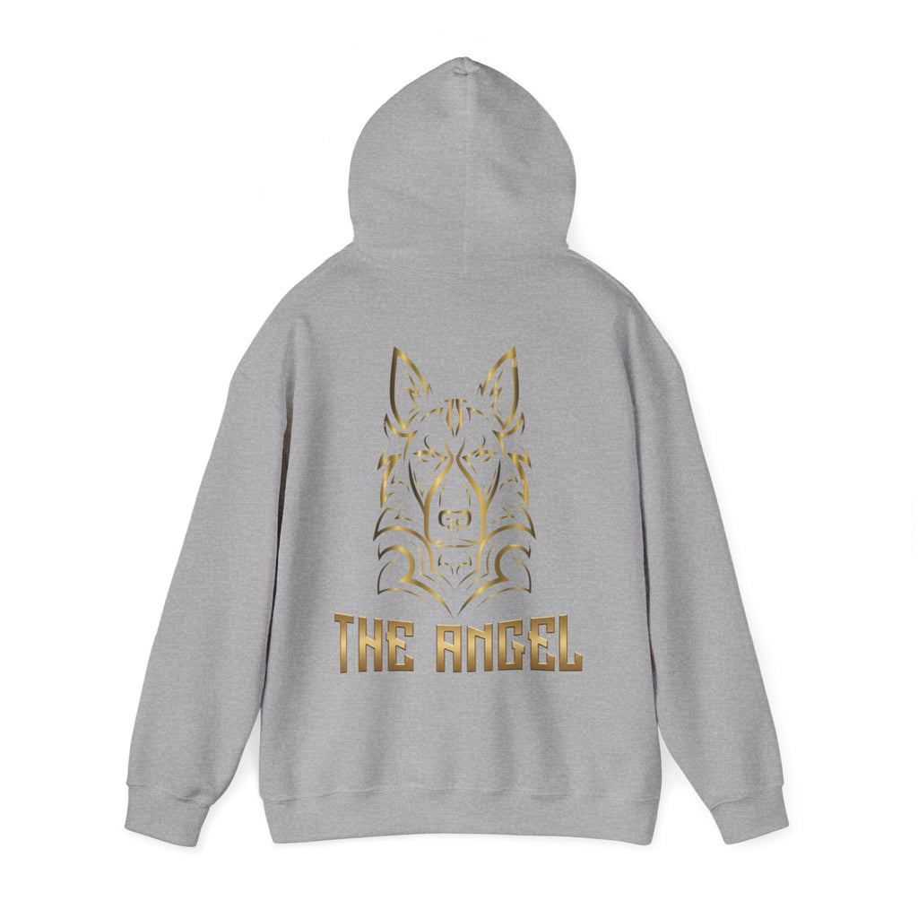 Angel Wolf Adult Hoodie — "The Angel" Gold Graphic Pullover
