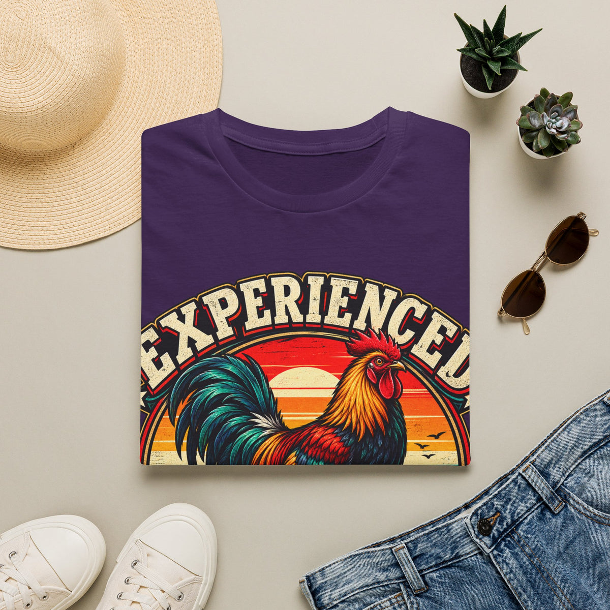 Experienced Cock Handler Adult T-Shirt — Retro Rooster Graphic Tee